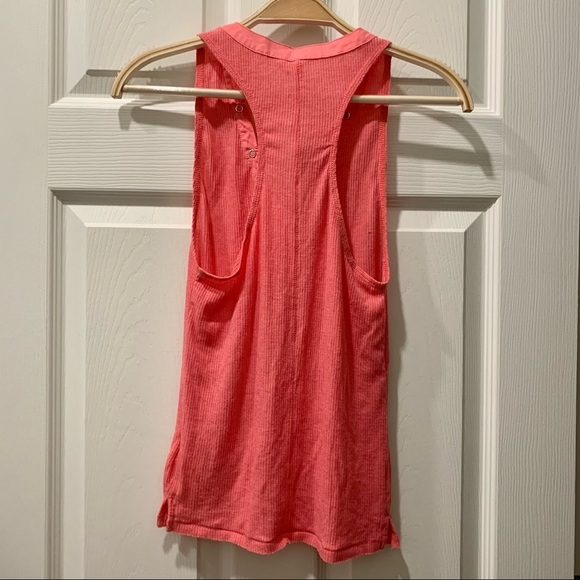 Urban Outfitters UO Rose Pink Ribbed Henley Button-Up Racerback Tank Top - Picture 4 of 6